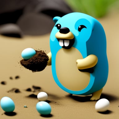 Go Blue Gopher collecting eggs.