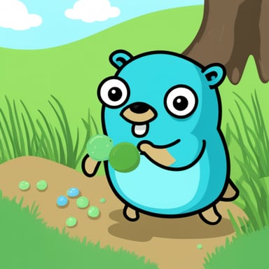 Go Blue Gopher collecting eggs.