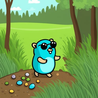 Go Blue Gopher collecting eggs.