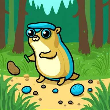 Go Blue Gopher collecting eggs.