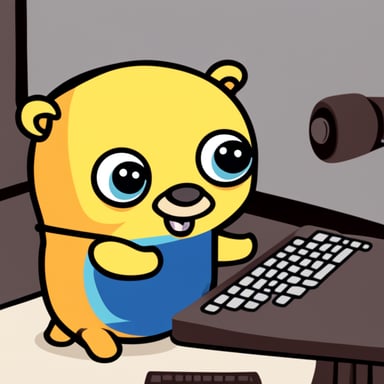 Go Blue Gopher on work with keyboard.