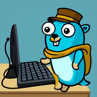 Go Blue Gopher on work with keyboard