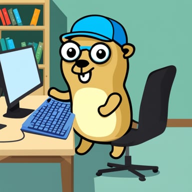 Go Blue Gopher on work with keyboard