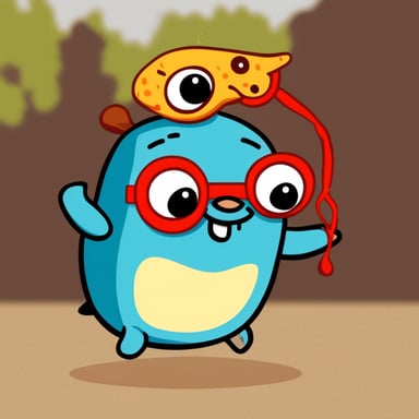 Go Blue Gopher riding a crab.