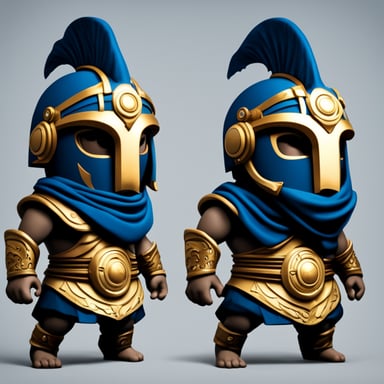 Go Blue Gopher developer, styled as a Titan warrior from mythology with a Roman helmet.