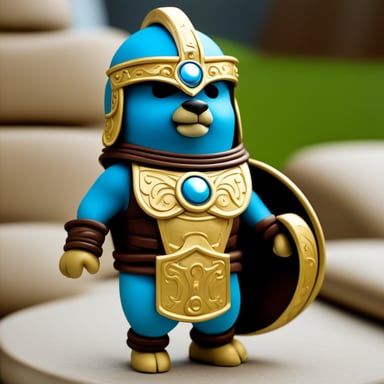 Go Blue Gopher as a Titan warrior from mythology, wearing a Roman helmet.