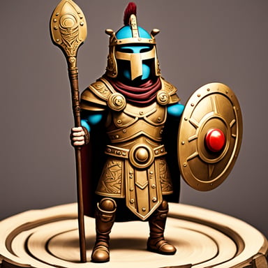 Go Blue Gopher as a Titan warrior from mythology, wearing a Roman helmet.