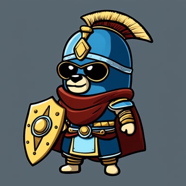 Go Blue Gopher as a Titan warrior from mythology, wearing a Roman helmet.