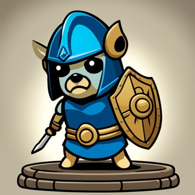 Angry go blue gopher, with a Roman helmet styled like a Titan warrior from mythology.