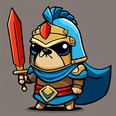 Angry go blue gopher, with a Roman helmet styled like a Titan warrior from mythology.
