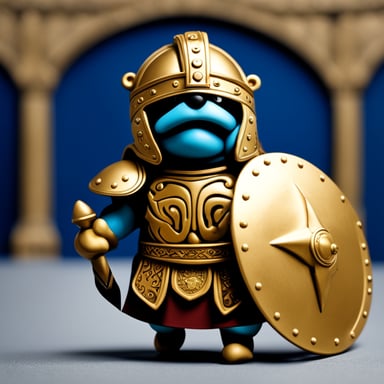 Go Blue Gopher, donning a Roman helmet, embodies the spirit of a Titan warrior from mythology.