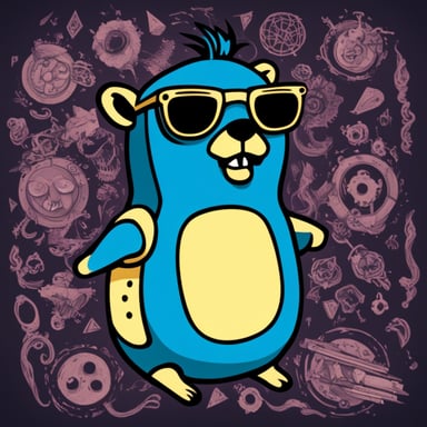 Go Blue Gopher, embodying the spirit of a 2000s punk, boasts an array of tattoos and piercings, making a bold statement wherever it goes.