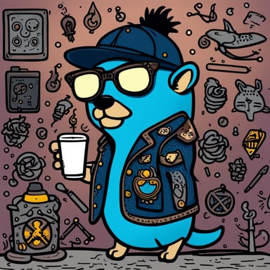 Go Blue Gopher, embodying the spirit of a 2000s punk, boasts an array of tattoos and piercings, making a bold statement wherever it goes.