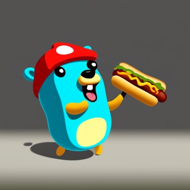 Go Blue Gopher as a hotdog gopher that bites in itself.