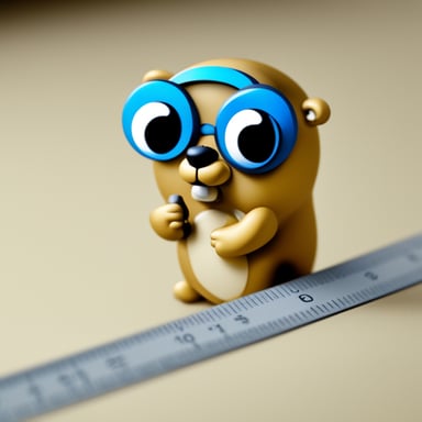 Focused Go Blue Gopher measuring geometry with a ruler.