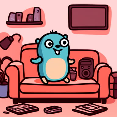 Happy Go Blue Gopher watching TV.