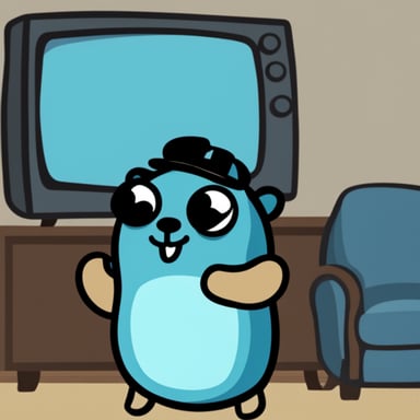 Happy Go Blue Gopher watching TV.