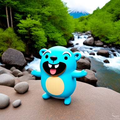 Happy Go Blue Gopher at Mount Fuji