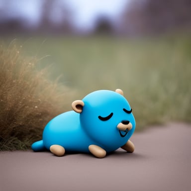 Happy Go Blue Gopher sleeping.