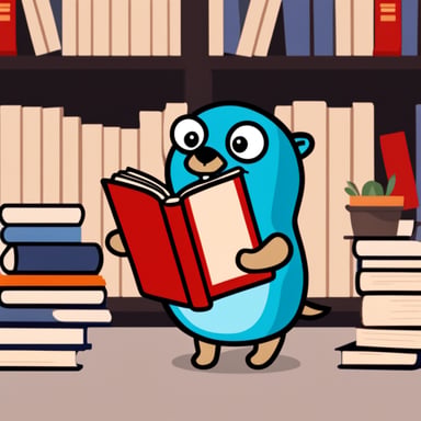 Go Blue Gopher is happy while reading a book.
