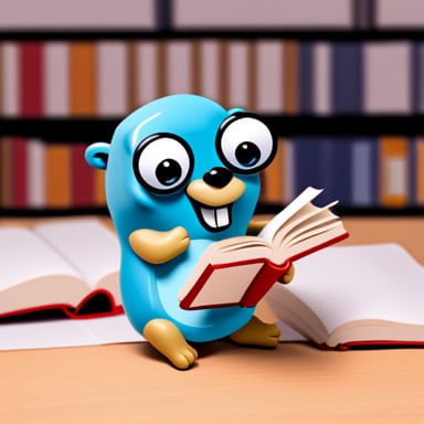 Go Blue Gopher is happy while reading a book.