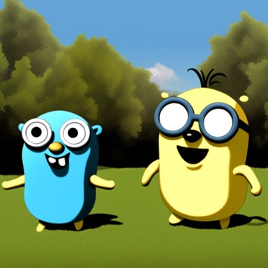 Happy go blue gopher and go blue gopher as a minion.