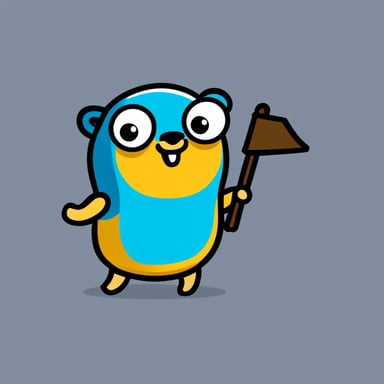 Go Blue Gopher with a sign AmoCRM for GitHub repo logo
