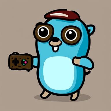 Go Blue Gopher holding a game controller in his hands.