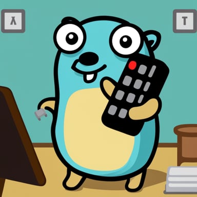 Go Blue Gopher holding a game controller in his hands.