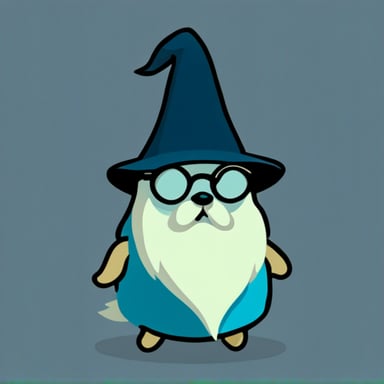 Go Blue Gopher with a long grey wizard beard and glasses