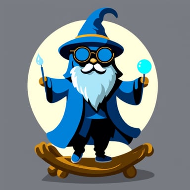 Go Blue Gopher with a long grey wizard beard and glasses