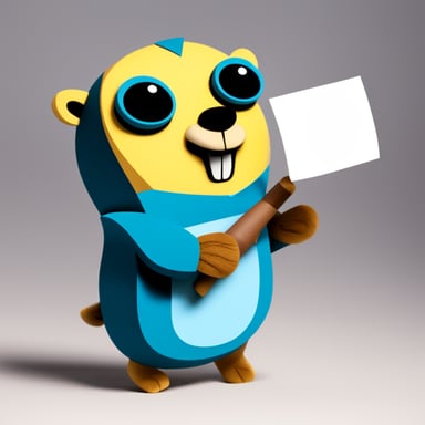 Go Blue Gopher with a paper written ta workando siqueira