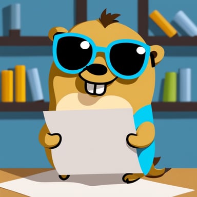 Go Blue Gopher with a paper written ta workando siqueira