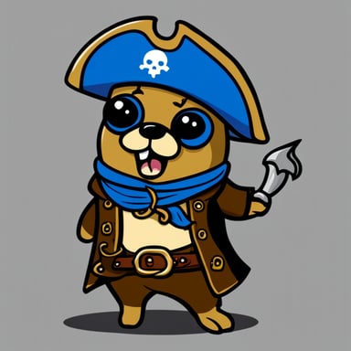 Go Blue Gopher as a pirate screaming err! with transparent background and basic drawing.