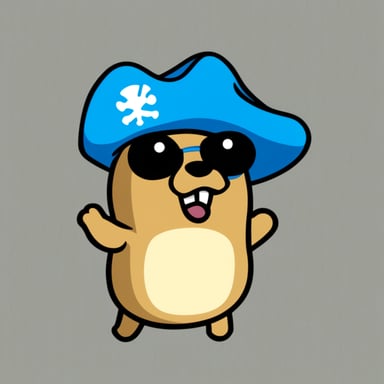 Go Blue Gopher as a pirate screaming err! with transparent background and basic drawing.