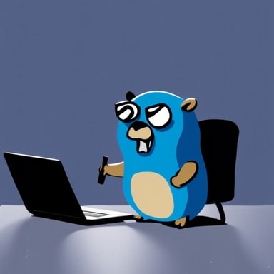 Go blue gopher as angry blue gopher hacker