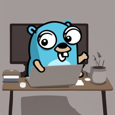 Go blue gopher as angry blue gopher hacker