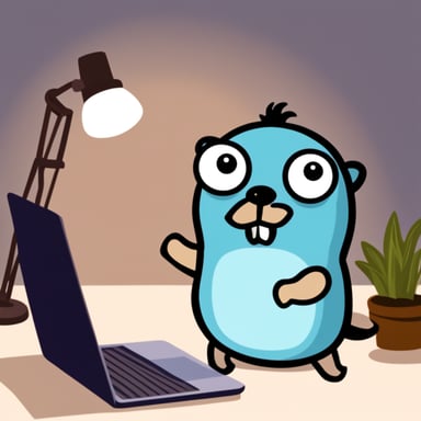 Go blue gopher as angry blue gopher hacker