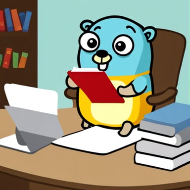 Go Blue Gopher with document