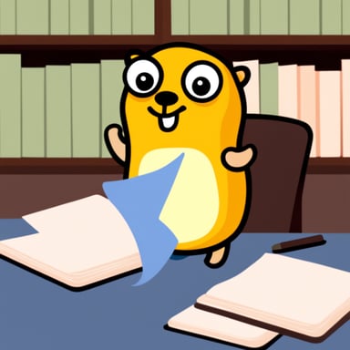 Go Blue Gopher with document