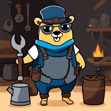 Go Blue Gopher as the blacksmith.