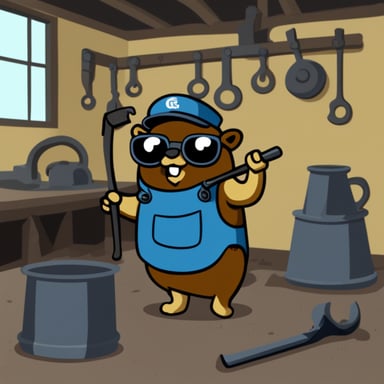 Go Blue Gopher as the blacksmith.