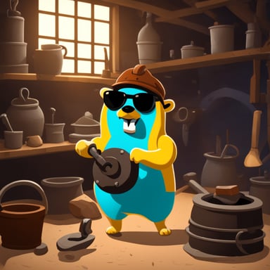 Go Blue Gopher as the blacksmith.
