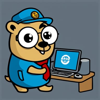 Go Blue Gopher working as dispatcher in airport - logo