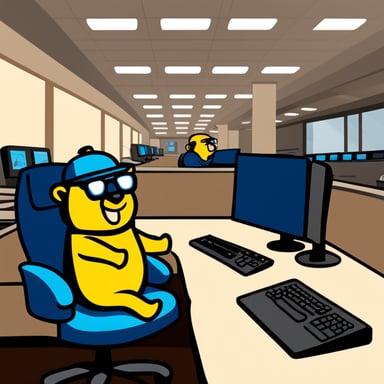 Go Blue Gopher working as dispatcher in airport - logo