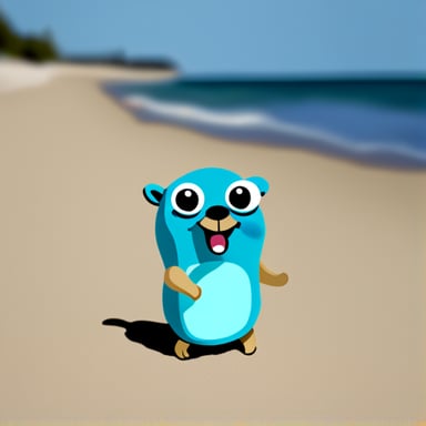 Happy Go Blue Gopher on the beach.
