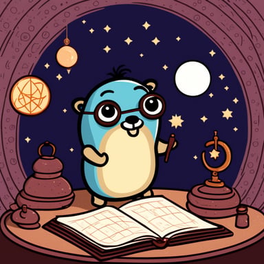 Go blue gopher doing astrology
