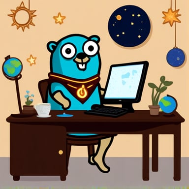 Go blue gopher doing astrology