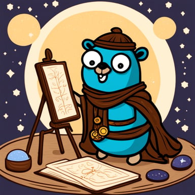 Go blue gopher doing astrology