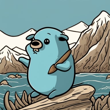 I want a Hobbit-inspired Go Blue Gopher in the Golang style, classic, hand-drawn.